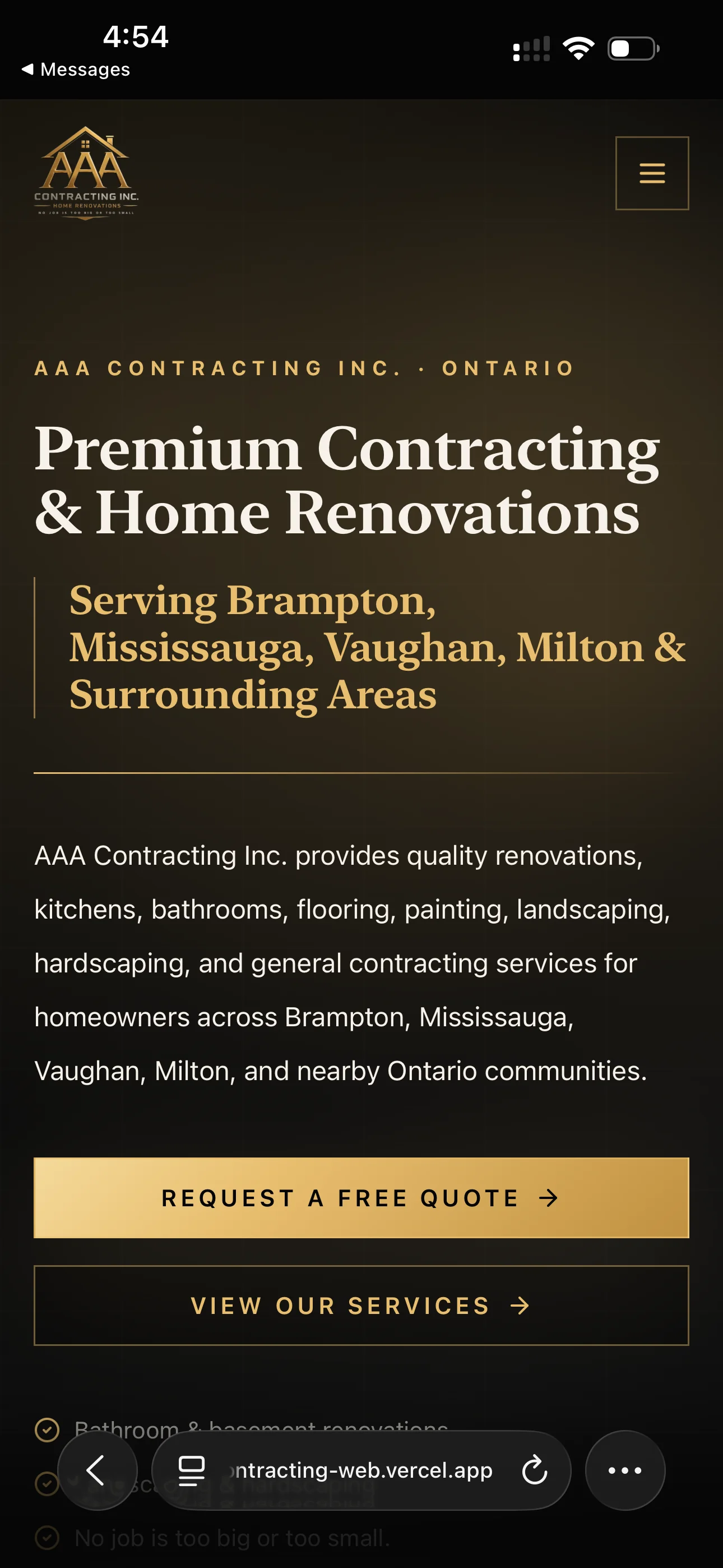 AAA Contracting mobile screenshot