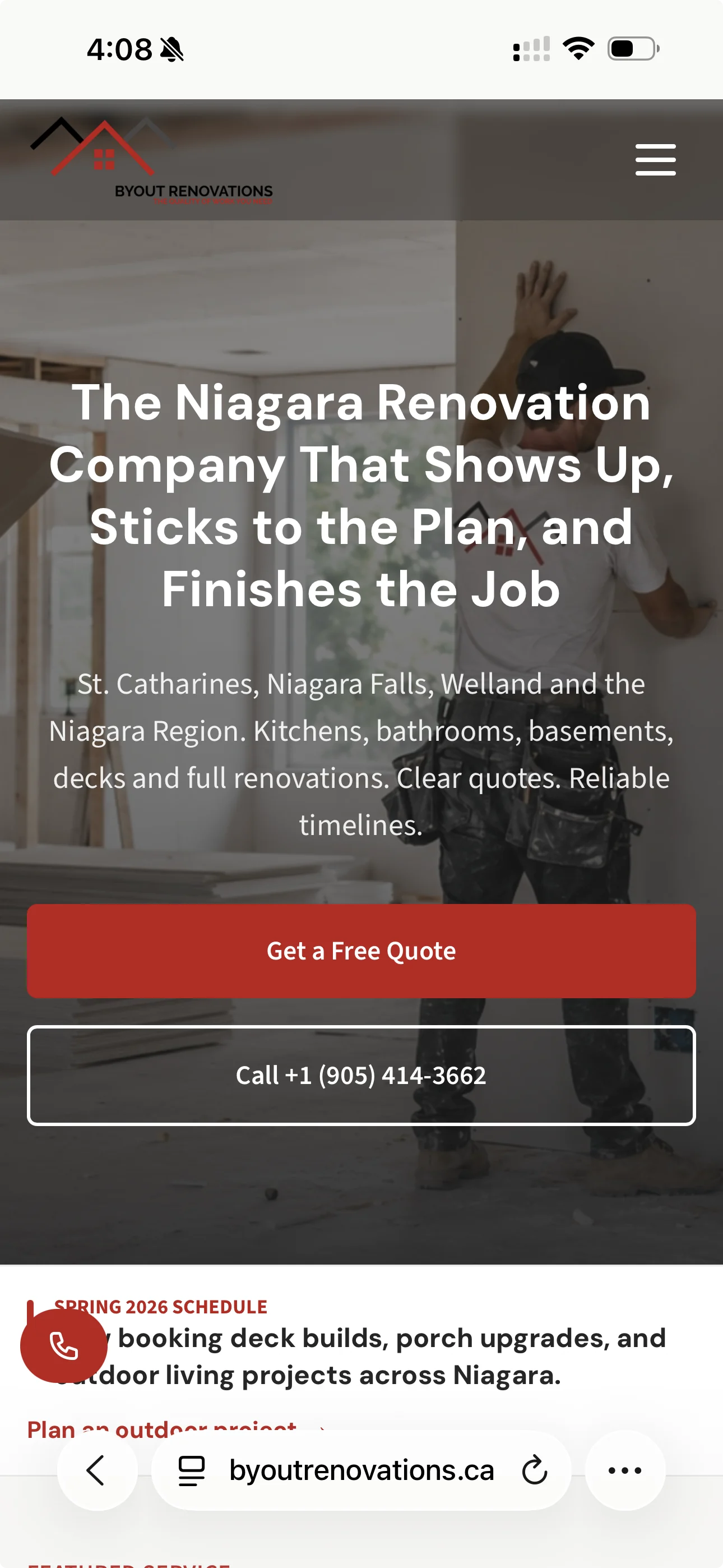 Byout Renovations mobile screenshot
